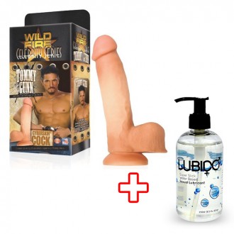 PACK DILDO REALÍSTICO TOMMY GUNN + LUBRIFICANTE