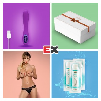 CAJA REGALO CON VIBRADOR RECARGABLE TUNDRA ROSE MORADO Y OFERTA DE TANGA CHARMEA L/XL + 3 X LUBRICANTE PJUR WOMAN NUDE 2ML