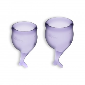 TESTER CONJUNTO DE 2 COPAS MENSTRUALES FEEL SECURE SATISFYER LILA
